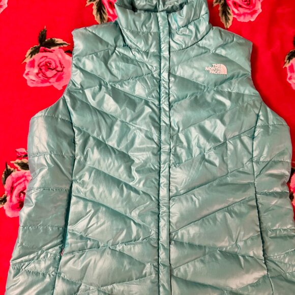 North Face Women’s 550 Reversible Down Vest XL Teal Turquoise Gray Lightweight - Picture 9 of 14